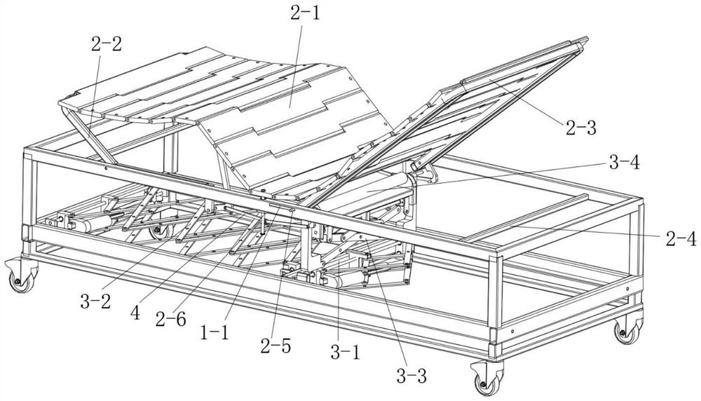 Movable sickbed with massaging and sitting-up functions