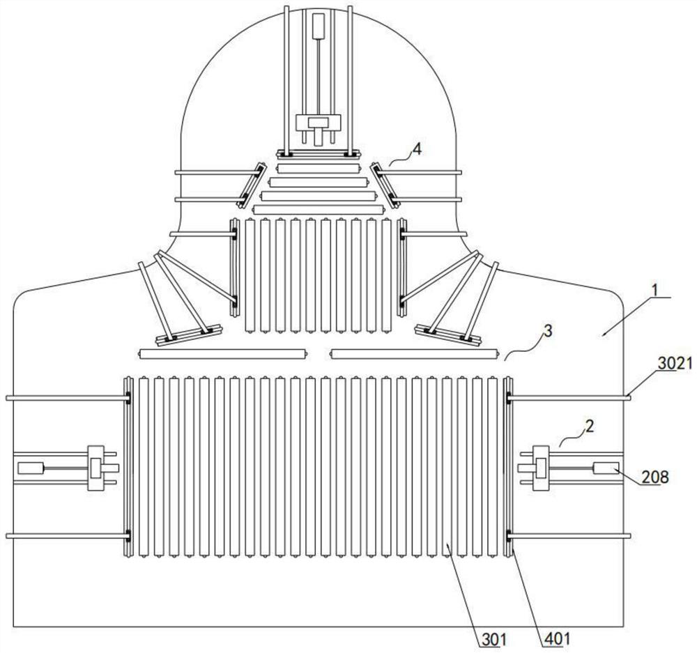 Thermoplastic film prestretching auxiliary device for fixing head, neck and shoulder radiotherapy