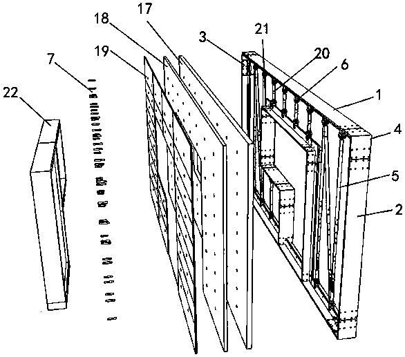 Sound insulation and thermal insulation module assembled partition wall system with adjustable keel and additional door and window system