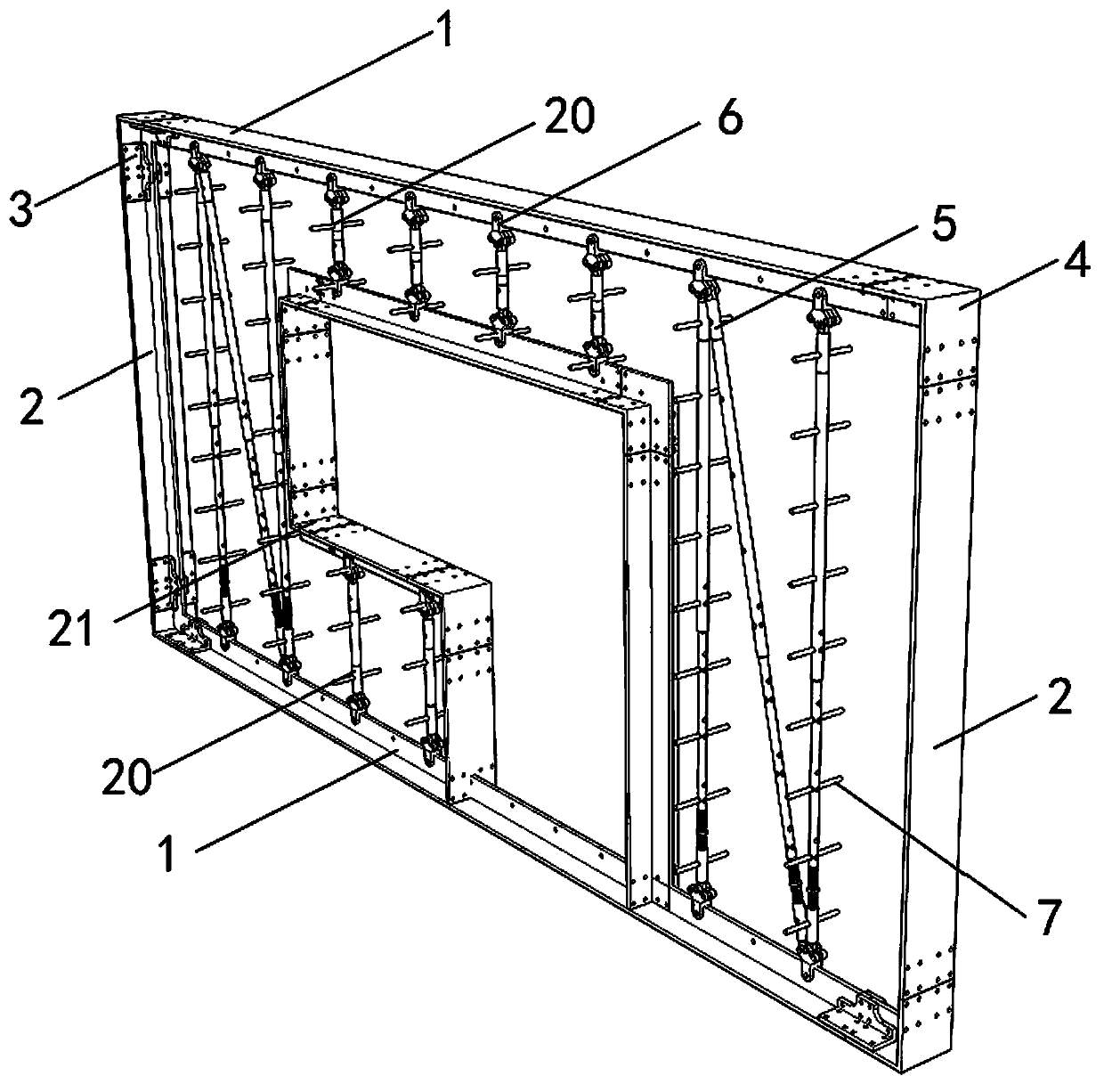 Sound insulation and thermal insulation module assembled partition wall system with adjustable keel and additional door and window system