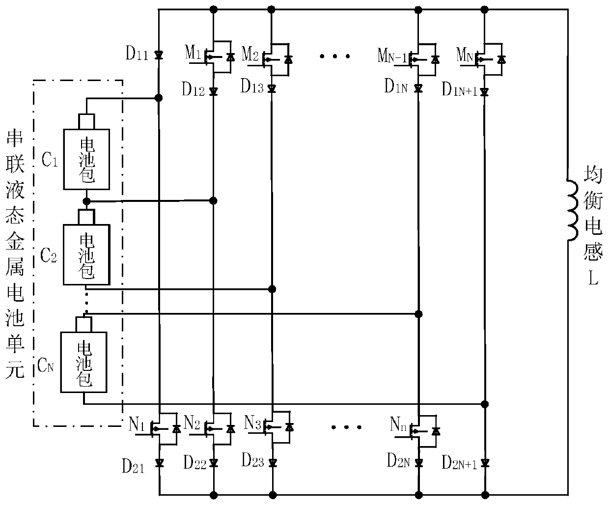 A group balance control device and control method for energy storage liquid metal batteries