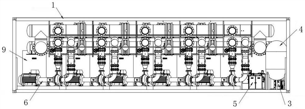 IDC container type refrigerating system based on 4 +1 framework and more than five thousand cold tons