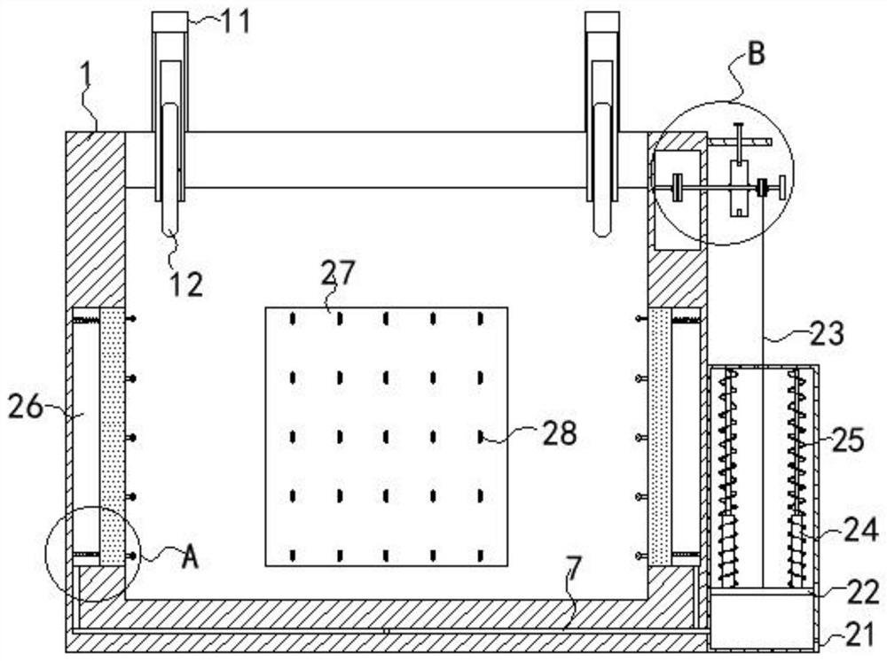 Battery mounting and fixing structure for battery box of new energy automobile