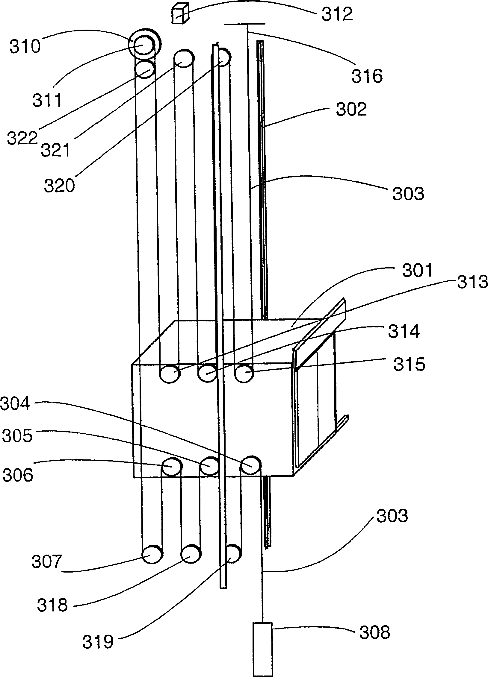 Traction cord wheel type elevator without counter weight