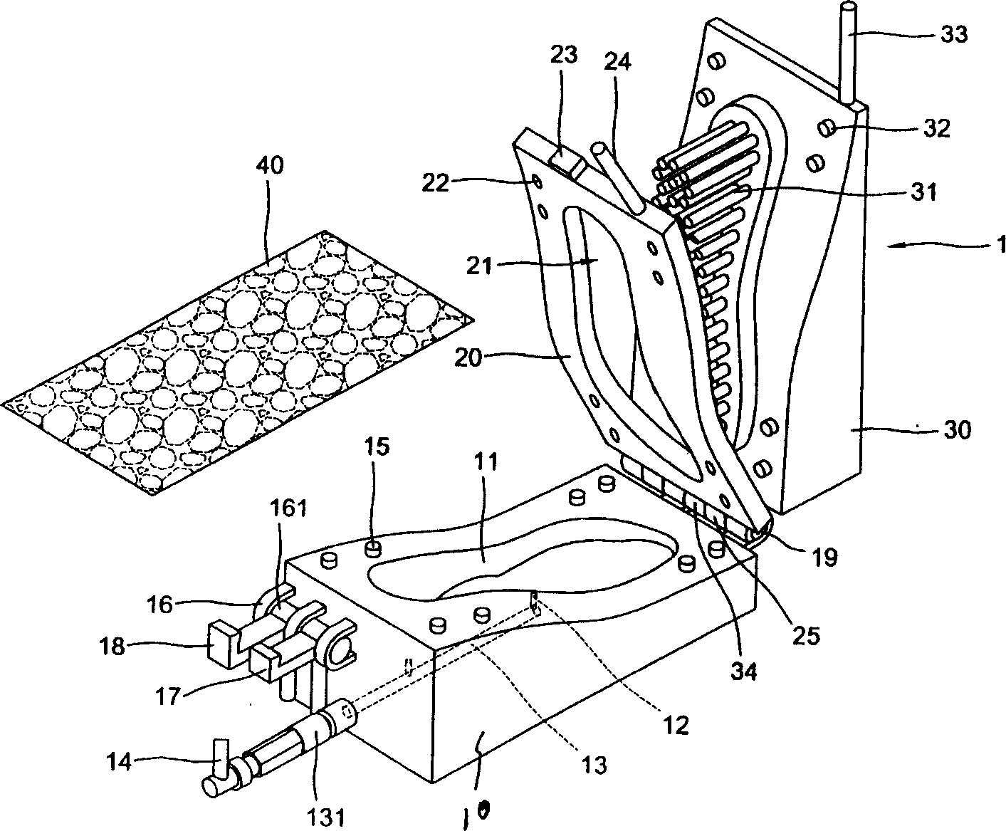 Method and apparatus for foam mould inner color painting polymerization