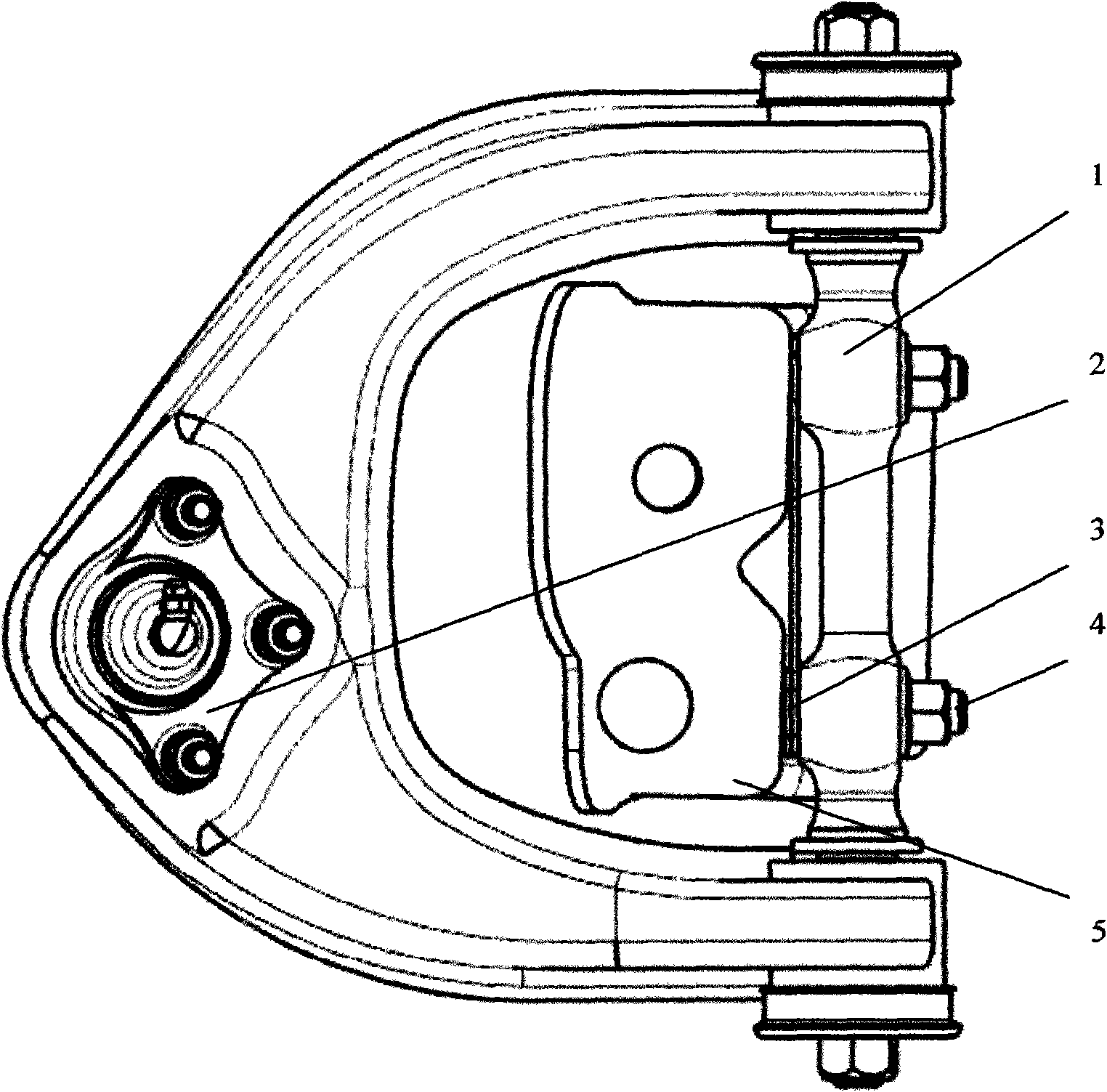 Adjusting device and adjusting method for kingpin caster angle of double wish-bone arm type front suspension system