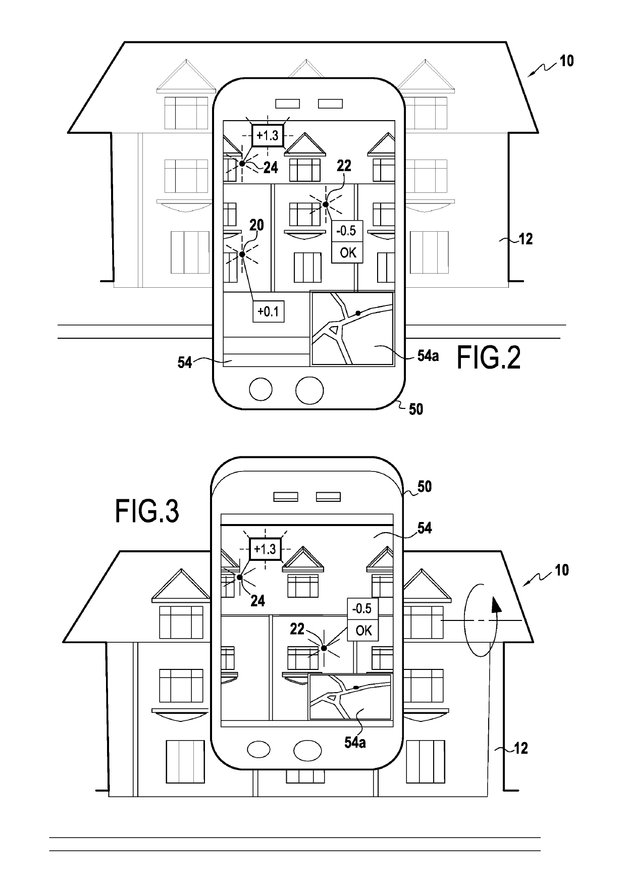 Method of representing possible movements of a structure for an apparatus of smartphone type