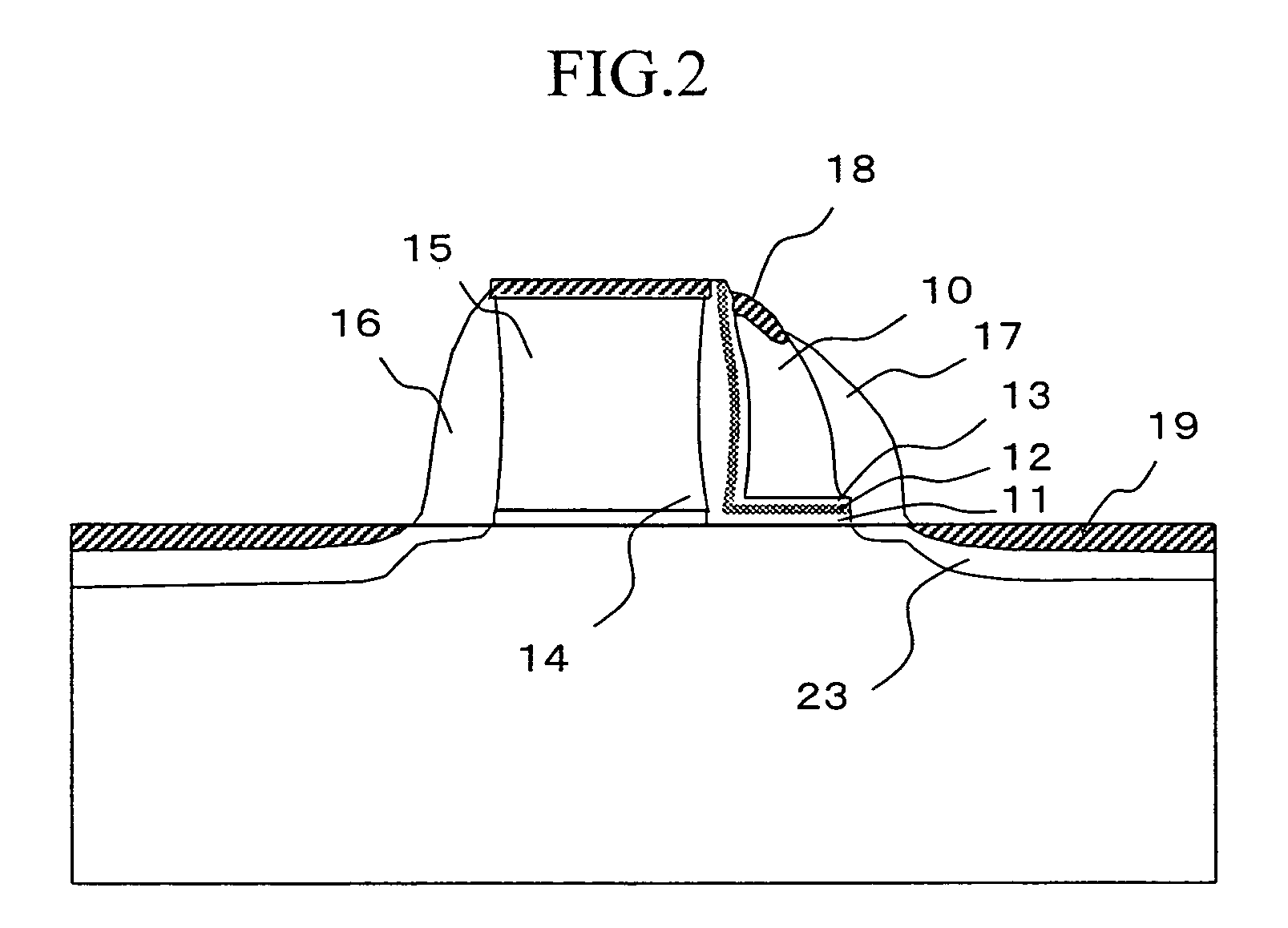 Nonvolatile semiconductor memory device with tapered sidewall gate and method of manufacturing the same