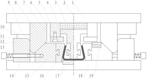 Assembled wedge forming mold for acute-angle U-shaped stamping part