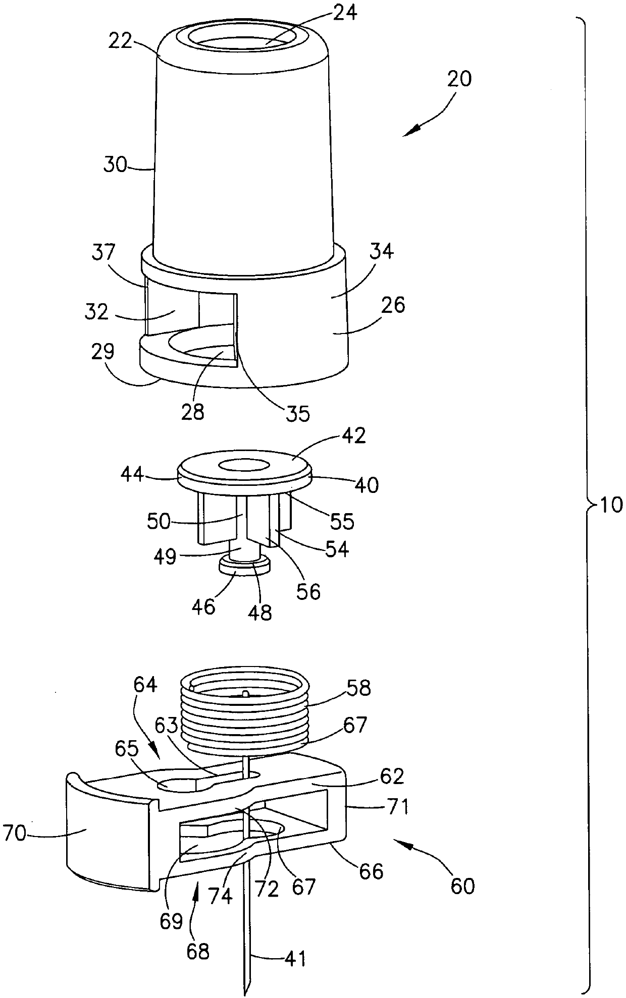 Subcutaneous infusion needle stick prevention device using needle hub retraction