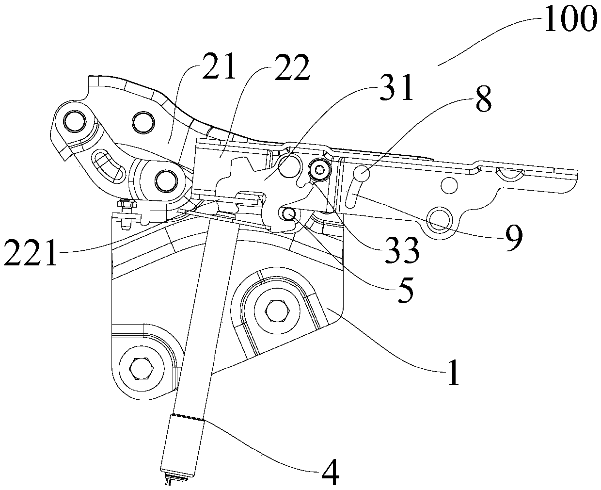 Engine hood hinge device for vehicle, and vehicle with engine hood hinge device