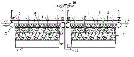 Suspended-type combined ecological filter bed