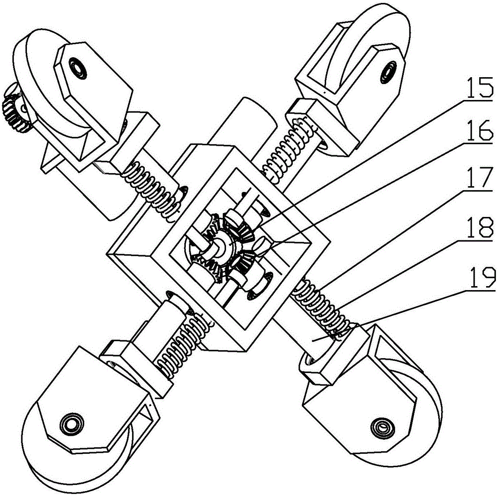 Wheel type pipeline robot with steering of driving wheels being controllable