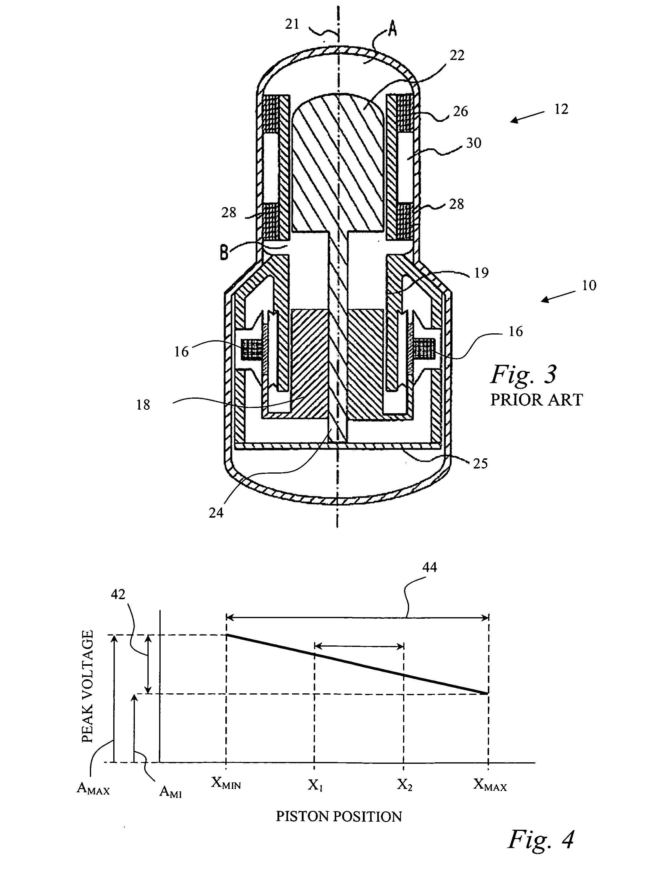 Detection of the instantaneous position of a linearly reciprocating member using high frequency injection