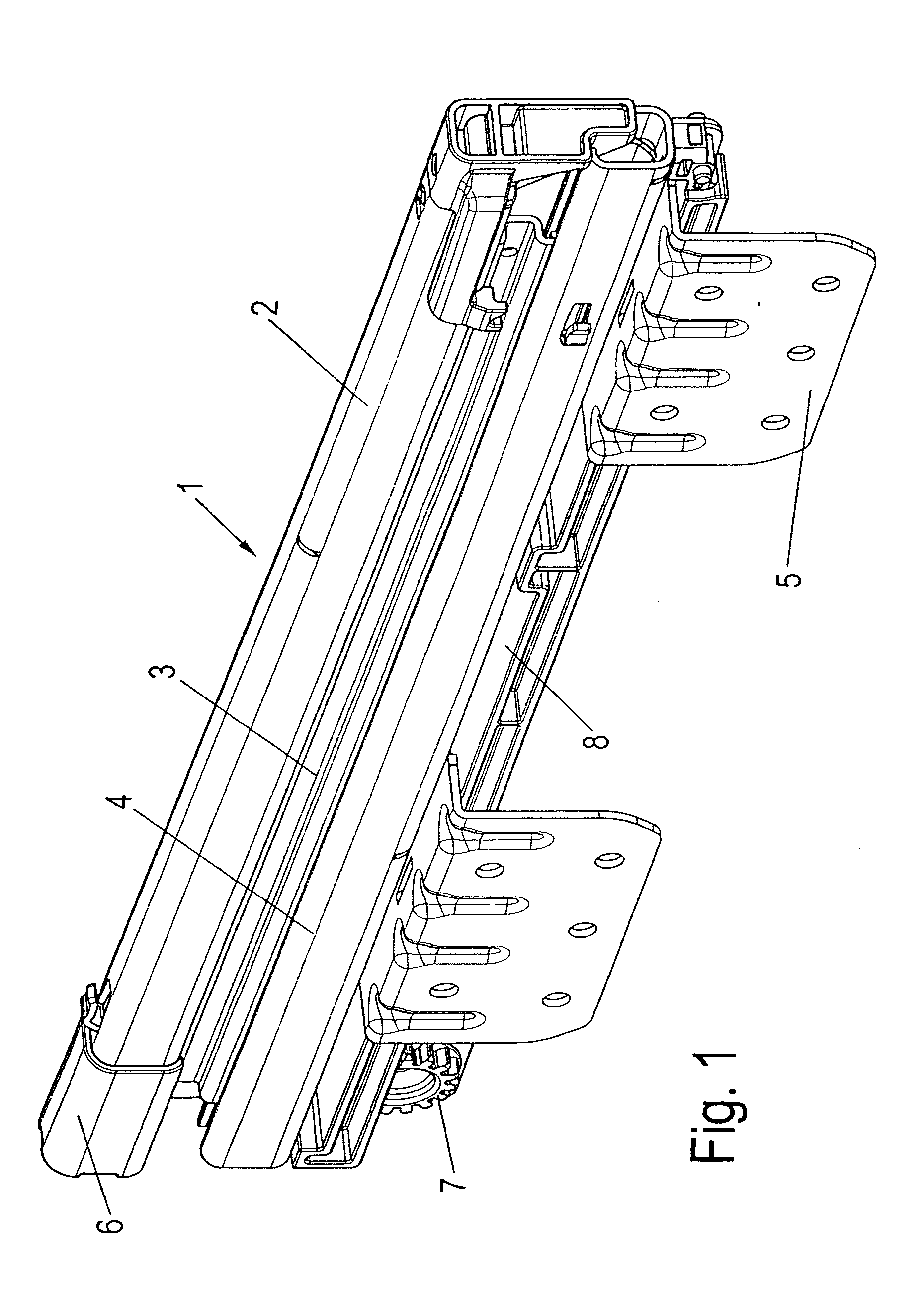 Synchronous guide of a push member and piece of furniture