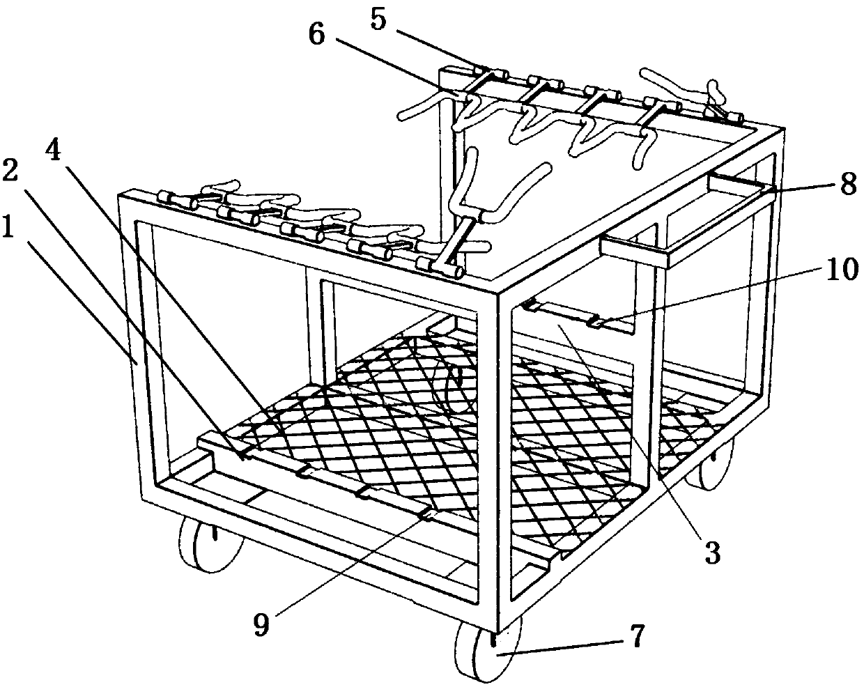 Protective car door component fixing and conveying device