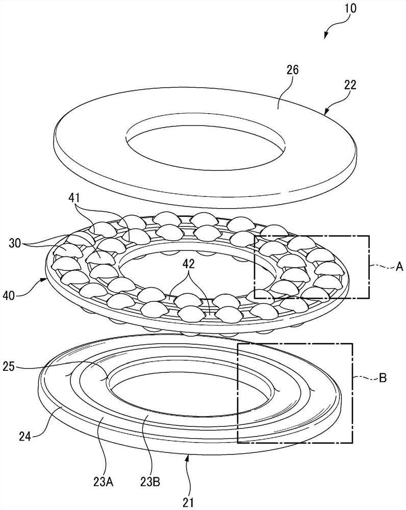 Multi-row thrust ball bearing