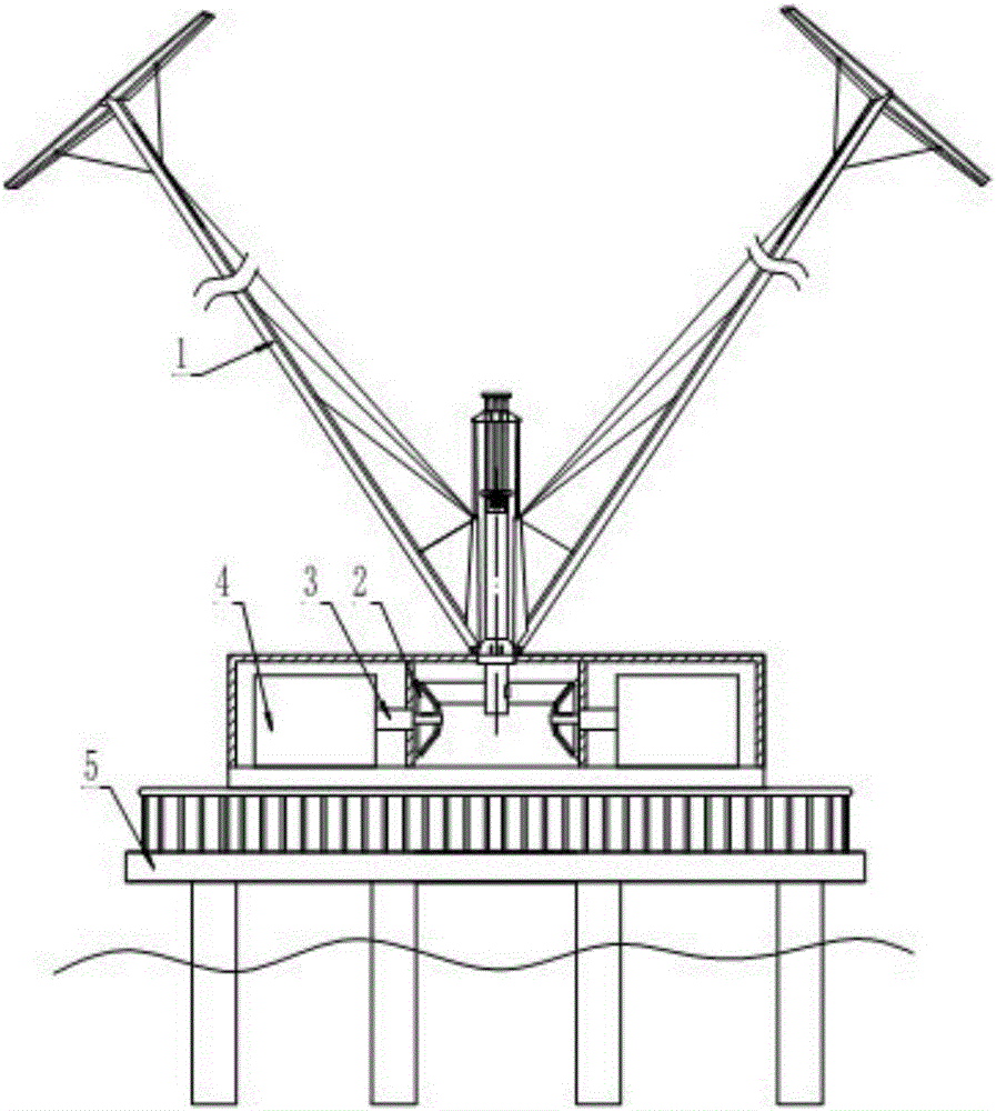 Offshore wind turbine of V-shaped wind wheel structure