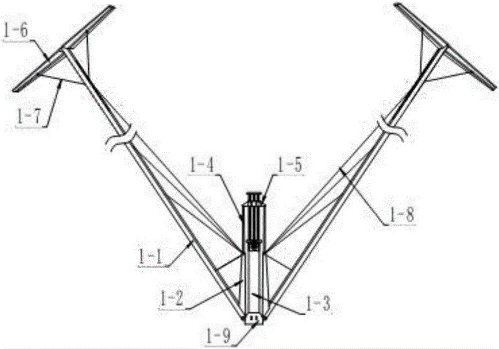 Offshore wind turbine of V-shaped wind wheel structure