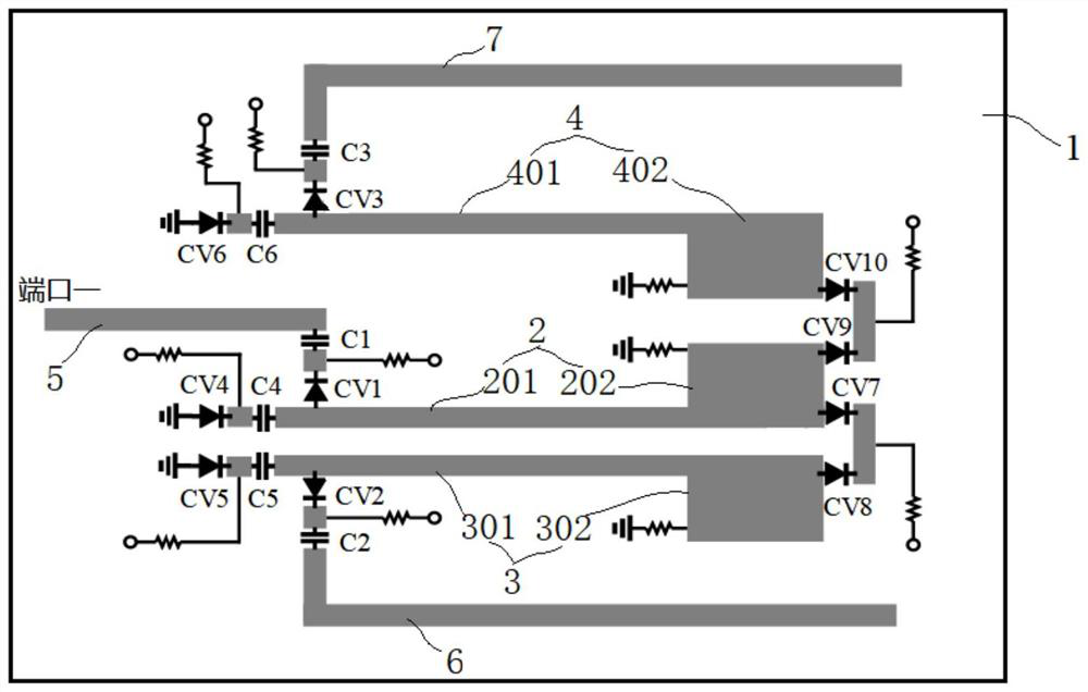 Reconfigurable filtering attenuator based on continuously adjustable center frequency