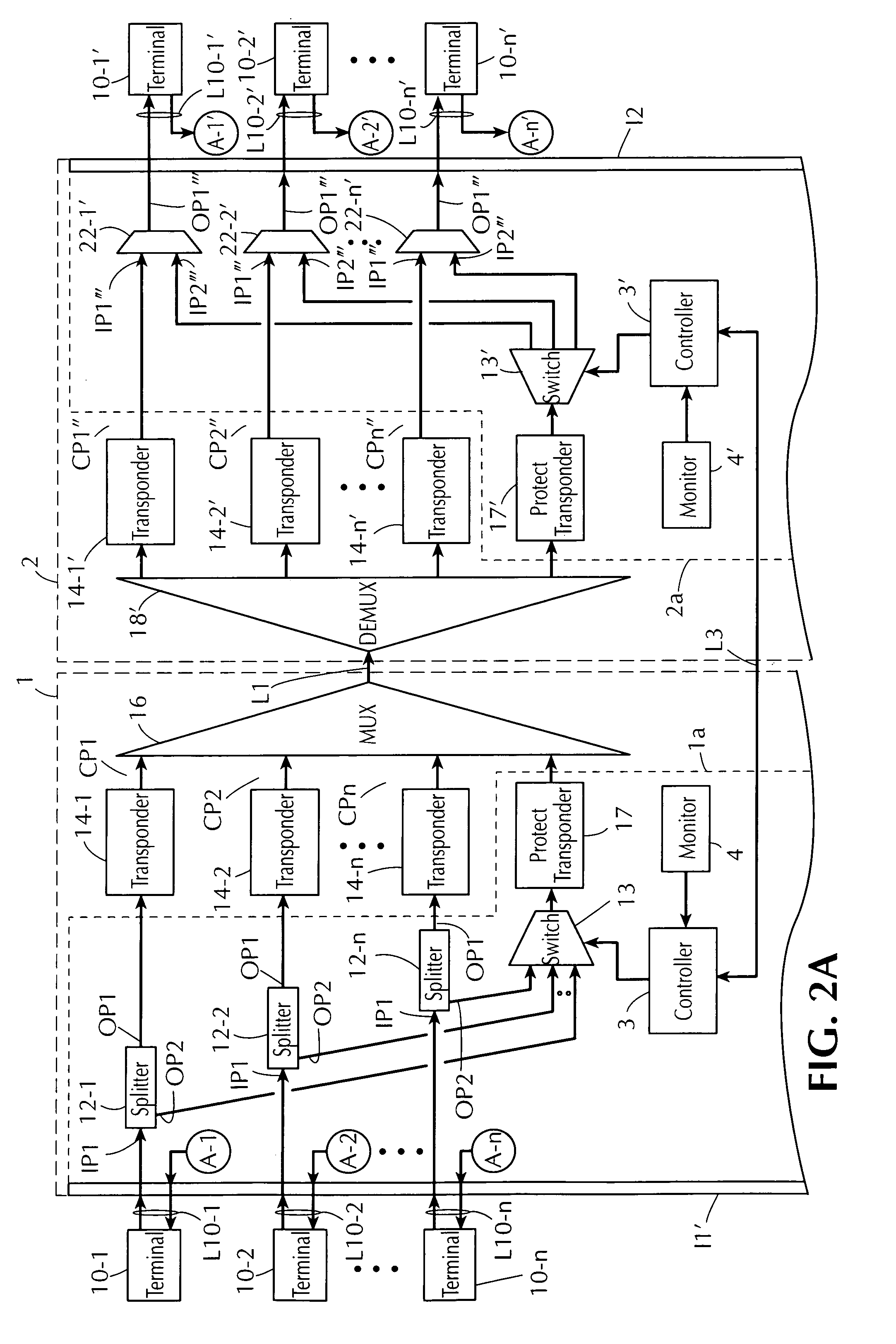 1:N protection in an optical terminal