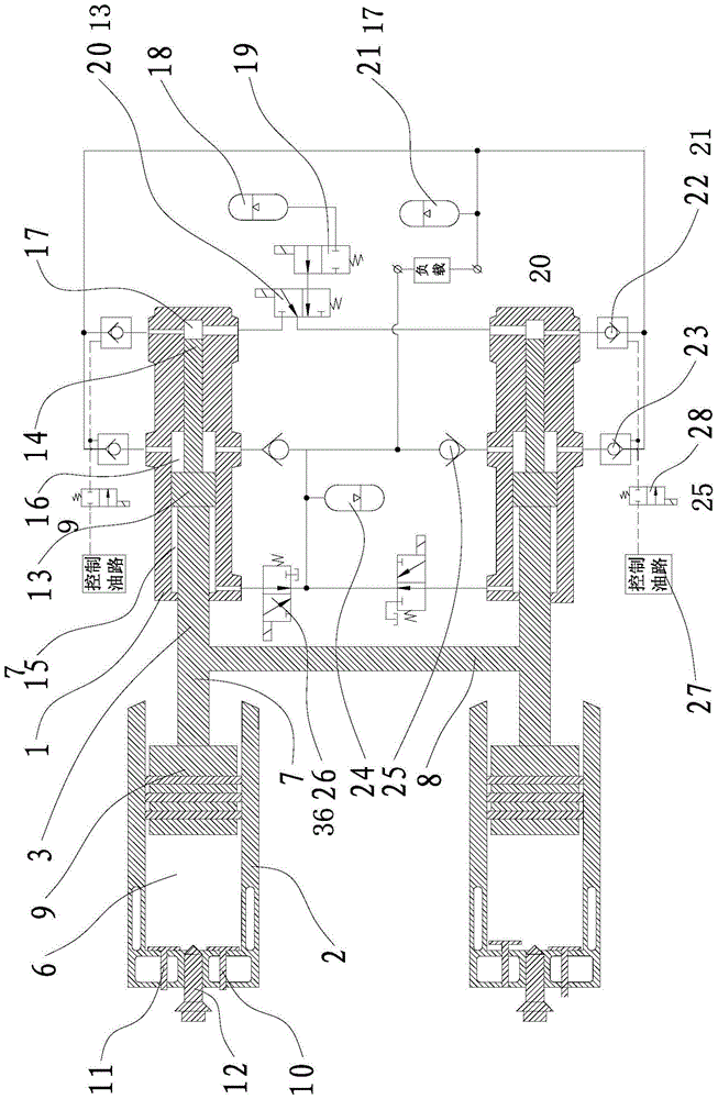 A two-cylinder four-stroke hydraulic free-piston engine