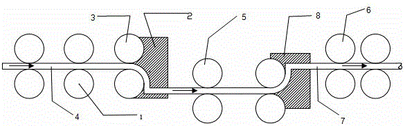 Method for preparing nanometer high-strength copper flat wire through pulling-up, continuous ECAP, and drawing processes