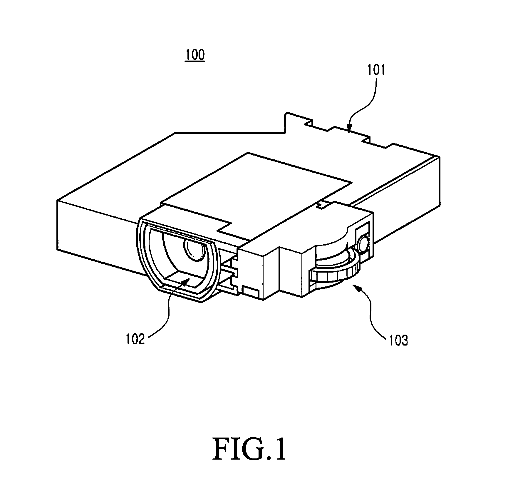 Focusing device for beam projector