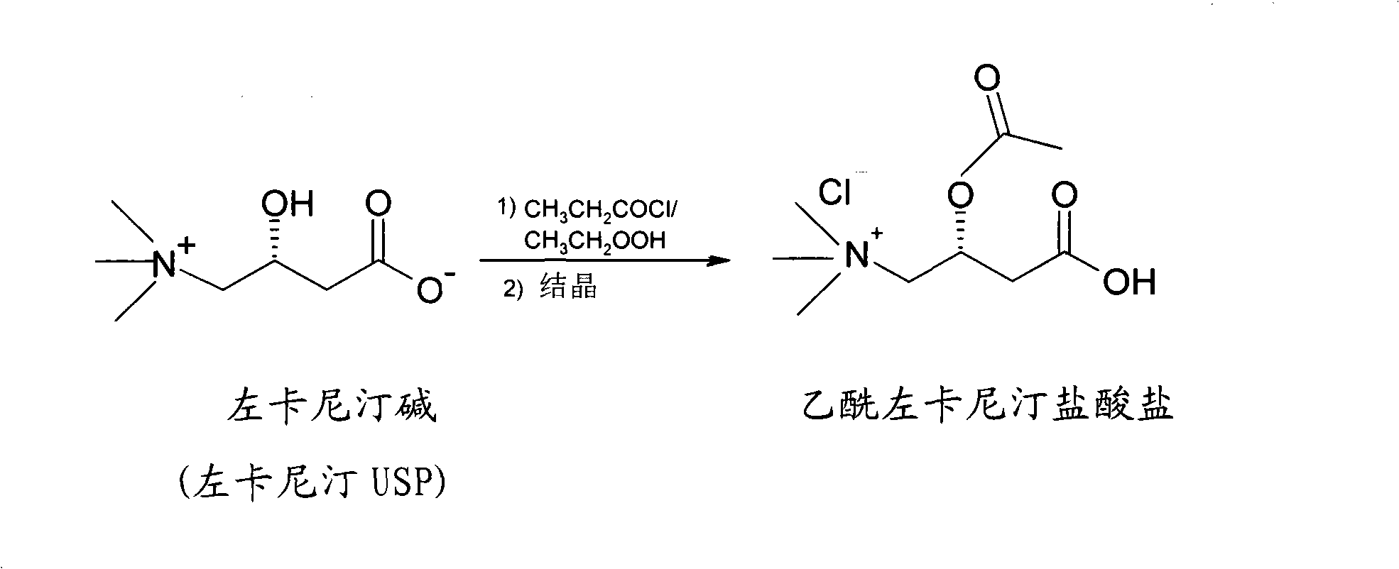 Preparation method of acetyl levocarnitine hydrochloride, and drug application of acetyl levocarnitine hydrochloride