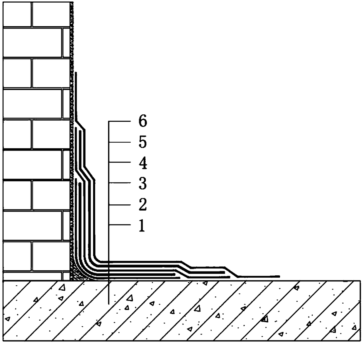 Internal corner waterproof construction and construction technology thereof