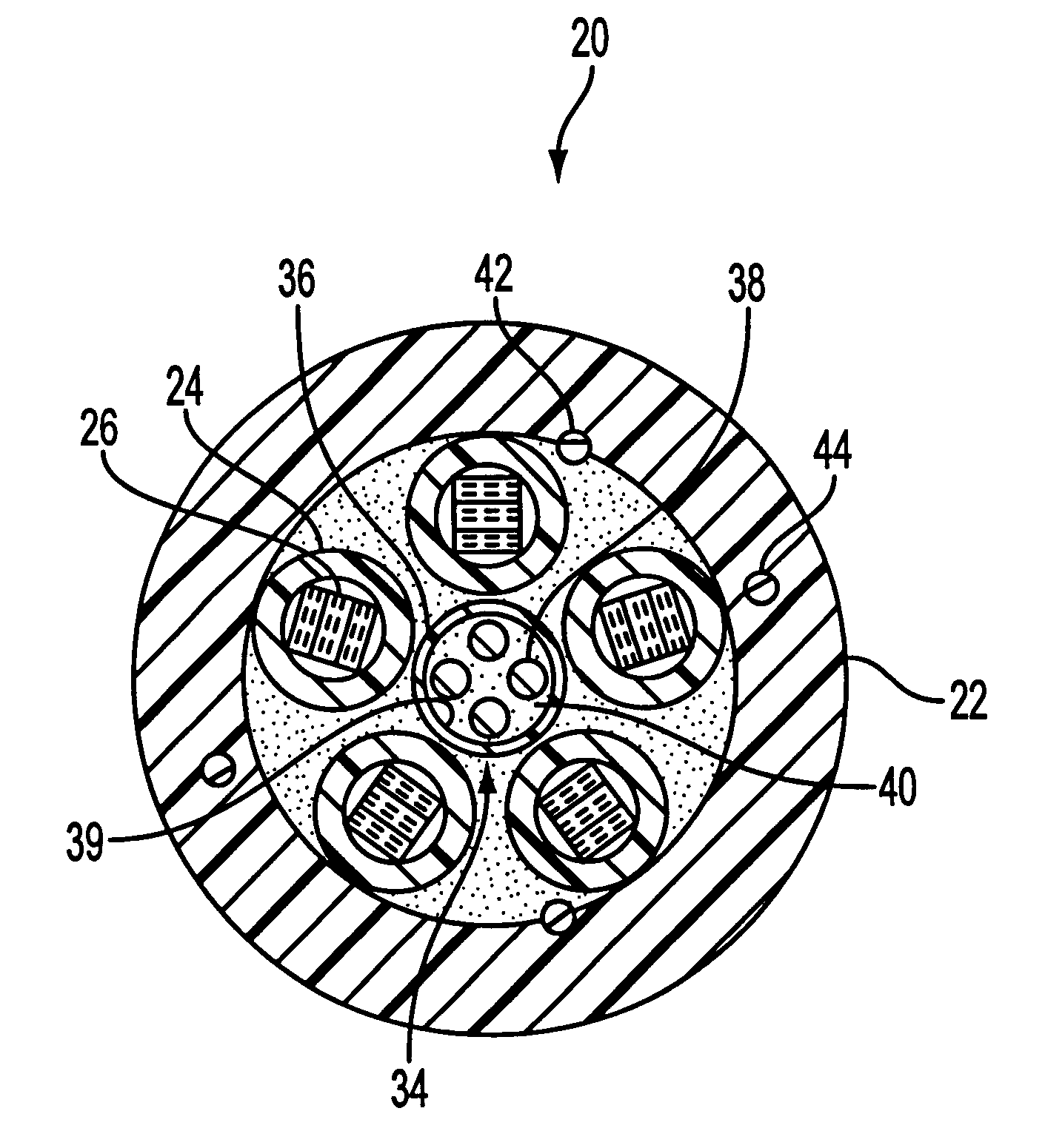 Central strength member with reduced radial stiffness