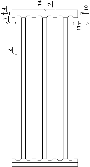 Header cold water pipe open communication heat absorption heat exchanger and manufacturing process thereof