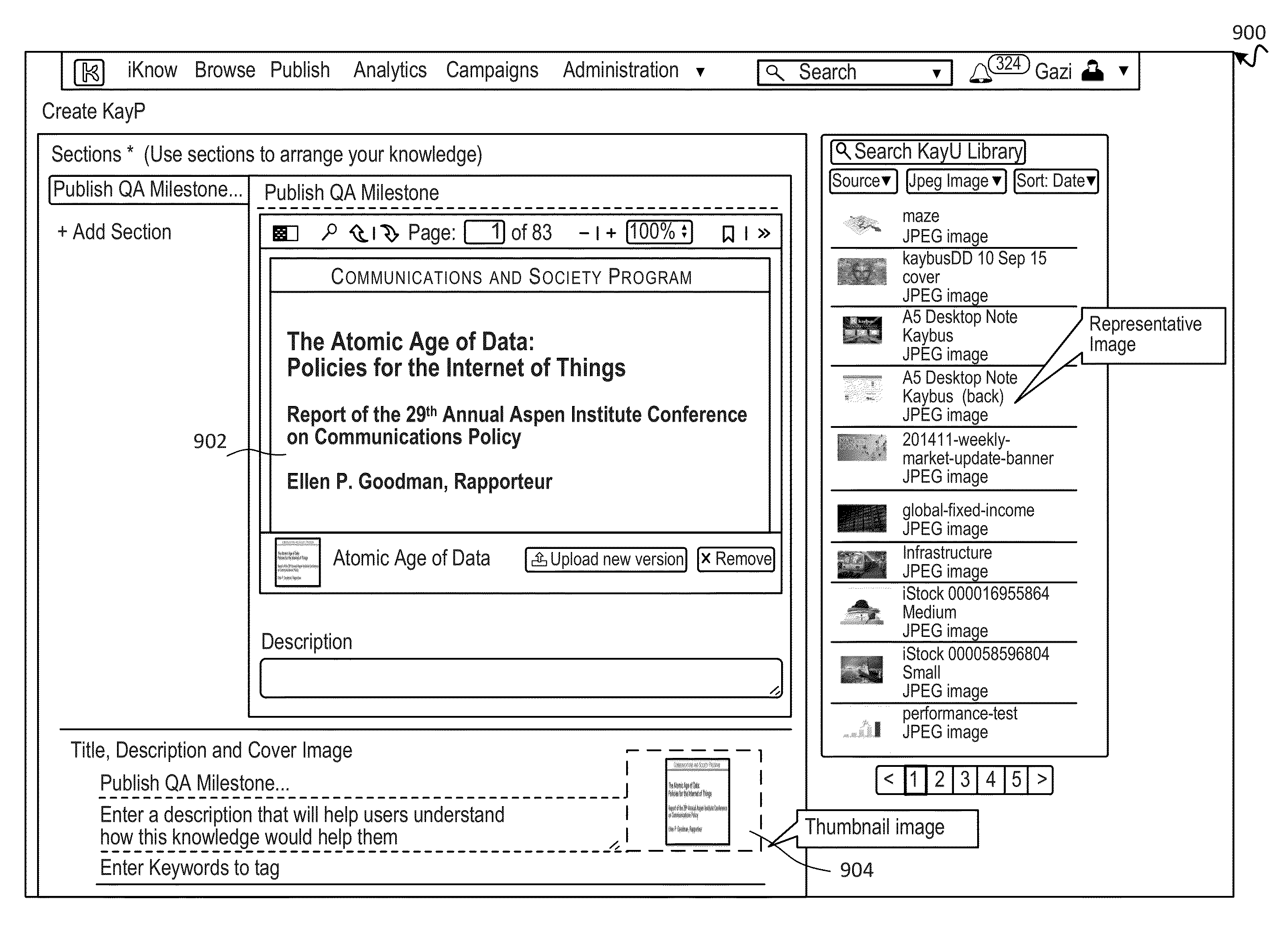 Knowledge automation system thumbnail image generation