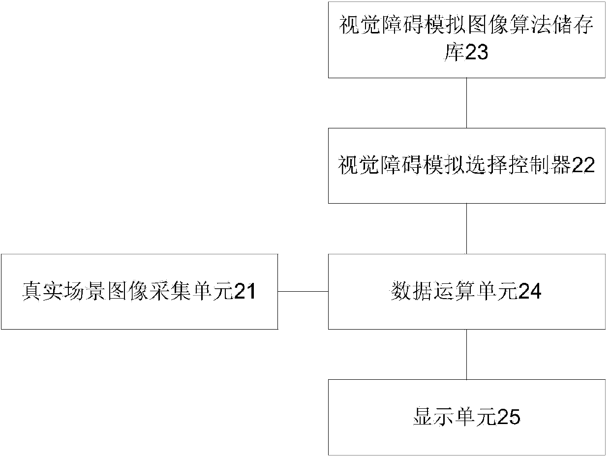 Visual impairment simulation method and device