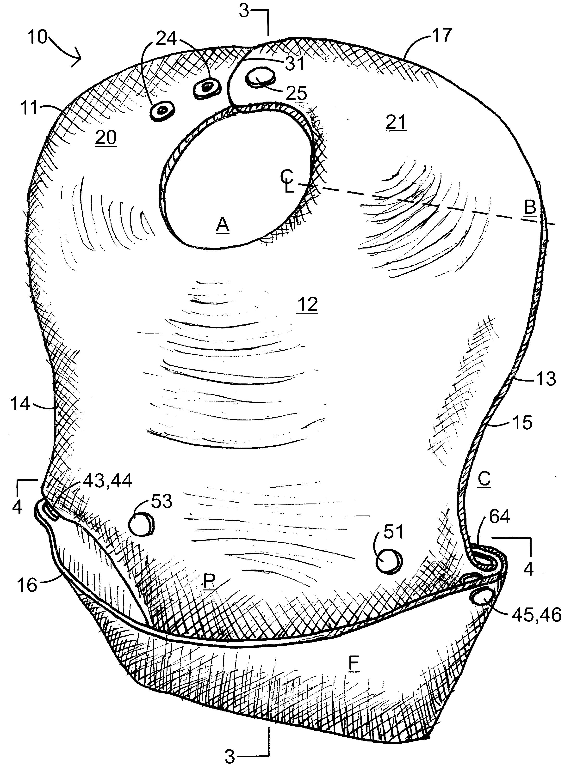 Bib with an improved pocket