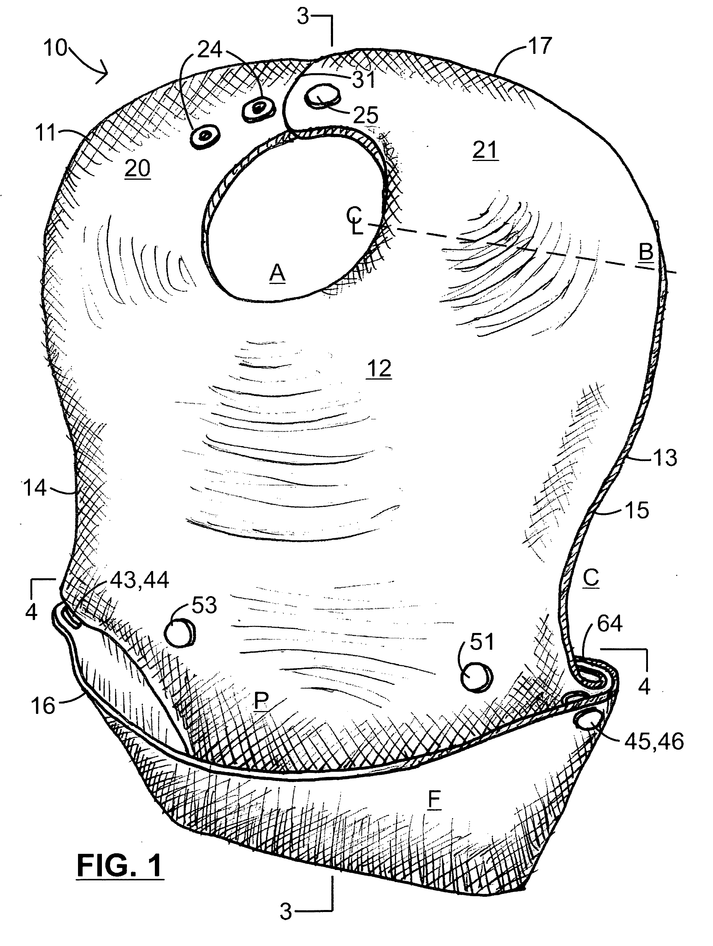 Bib with an improved pocket