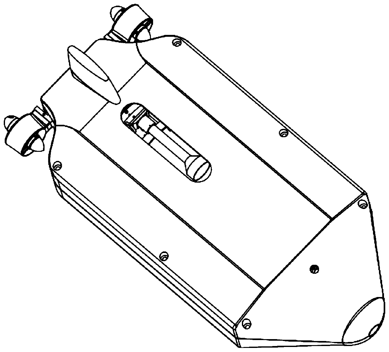 Autonomous underwater vehicle controlled by double propellers in vector mode and provided with foldable antenna