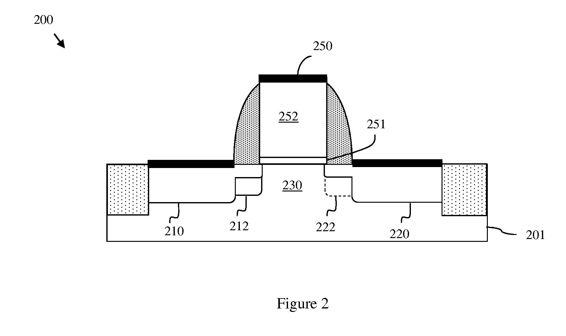 Design method and structure for a transistor having a relatively large threshold voltage variation range and for a random number generator incorporating multiple essentially identical transistors having such a large threshold voltage variation range