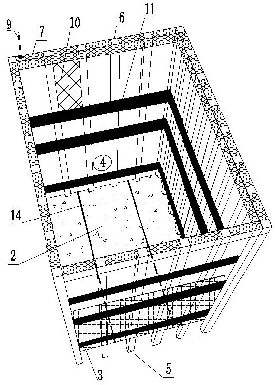 An assembled recyclable rectangular working well integrated with sliding back against the wall and its construction method