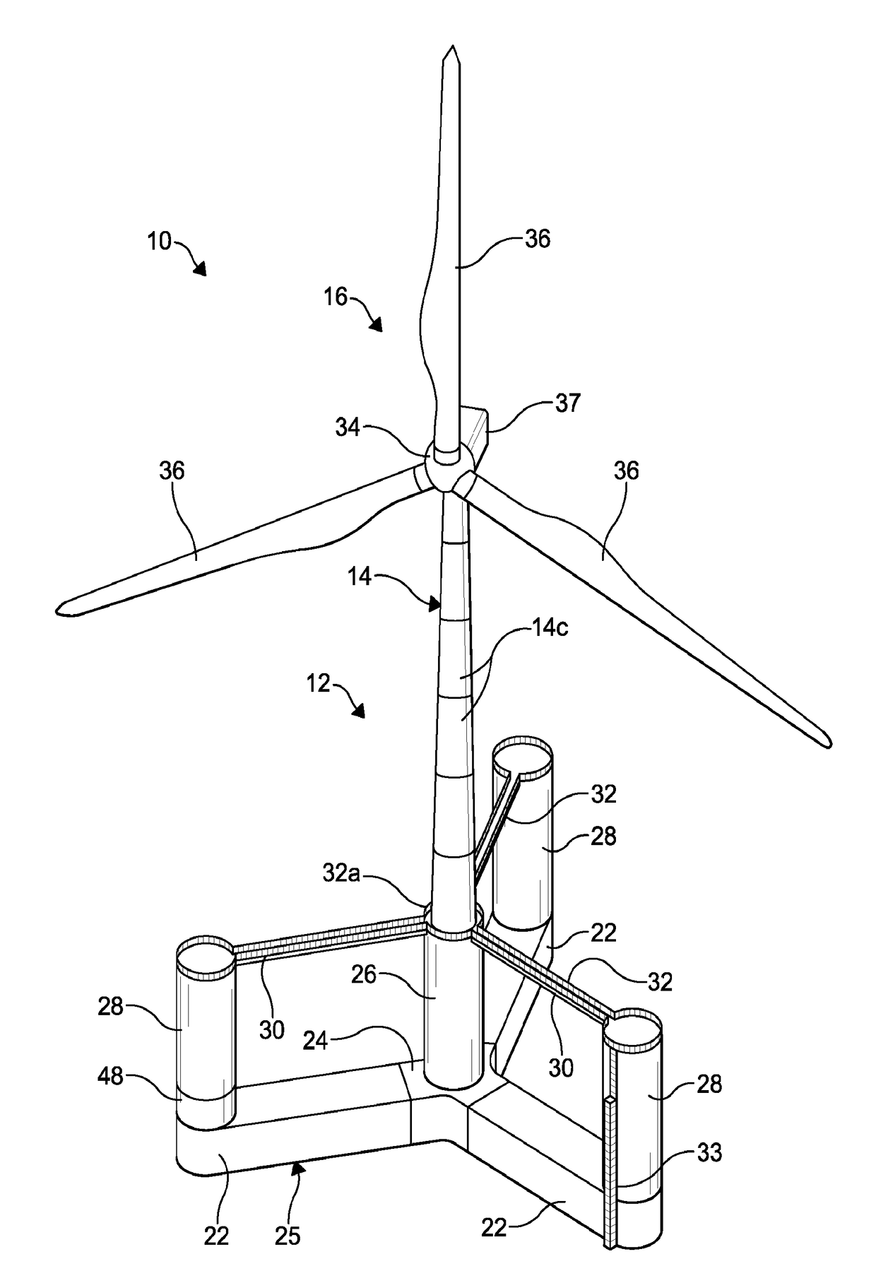 Method of construction, assembly, and launch of a floating wind turbine platform