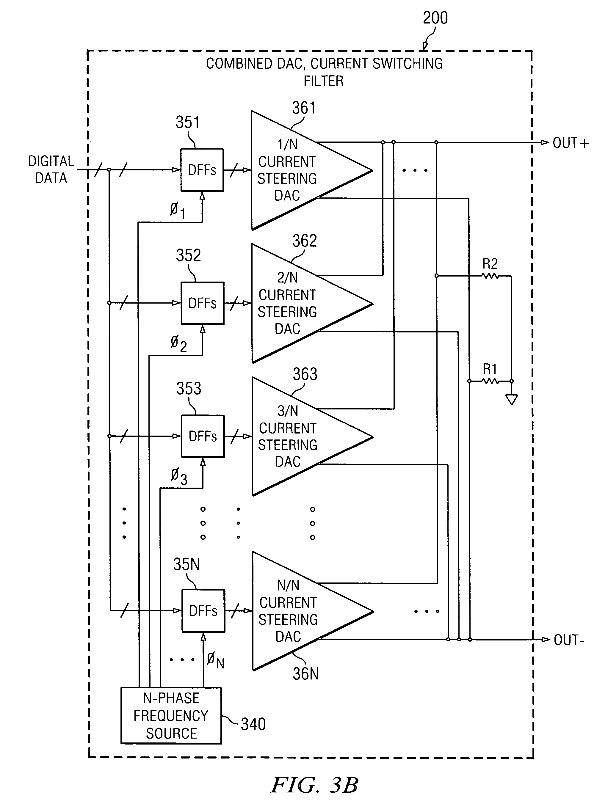 Current switching arrangement for D.A.C. reconstruction filtering