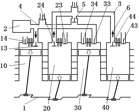 Four-cylinder self-supercharged engine