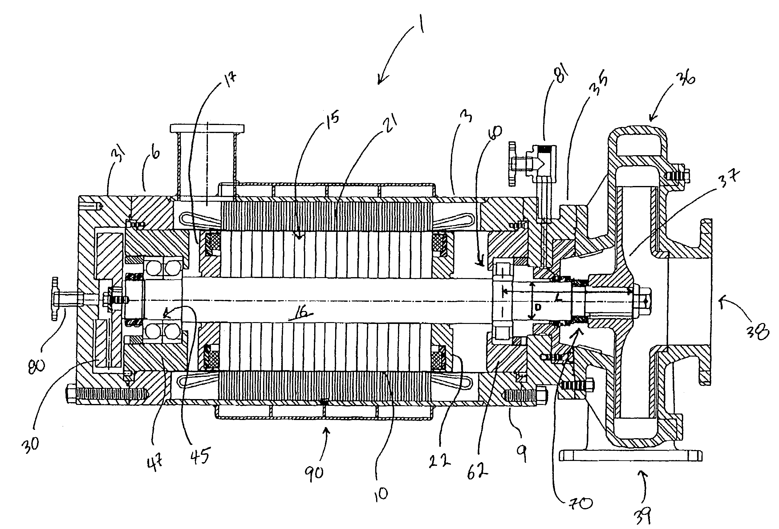 Low speed canned motor