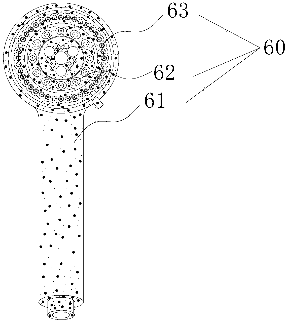 Outflow component of antibacterial water heater, manufacturing method of outflow component and antibacterial water heater with outflow component