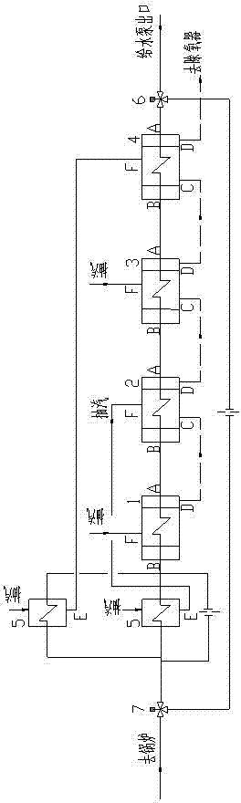 1000MW stage secondary reheating unit single-row high-pressure heater system