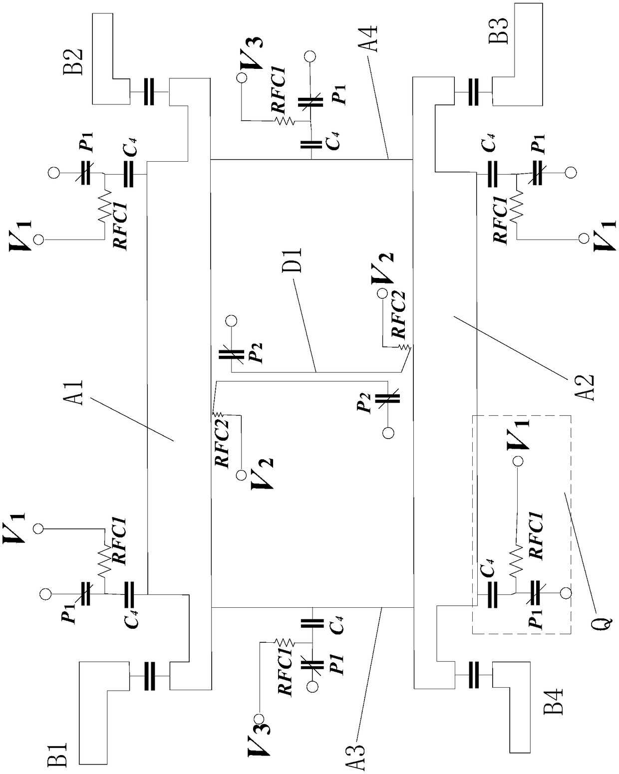 A hybrid branch-line coupler for simultaneous reconstruction of frequency and power fraction