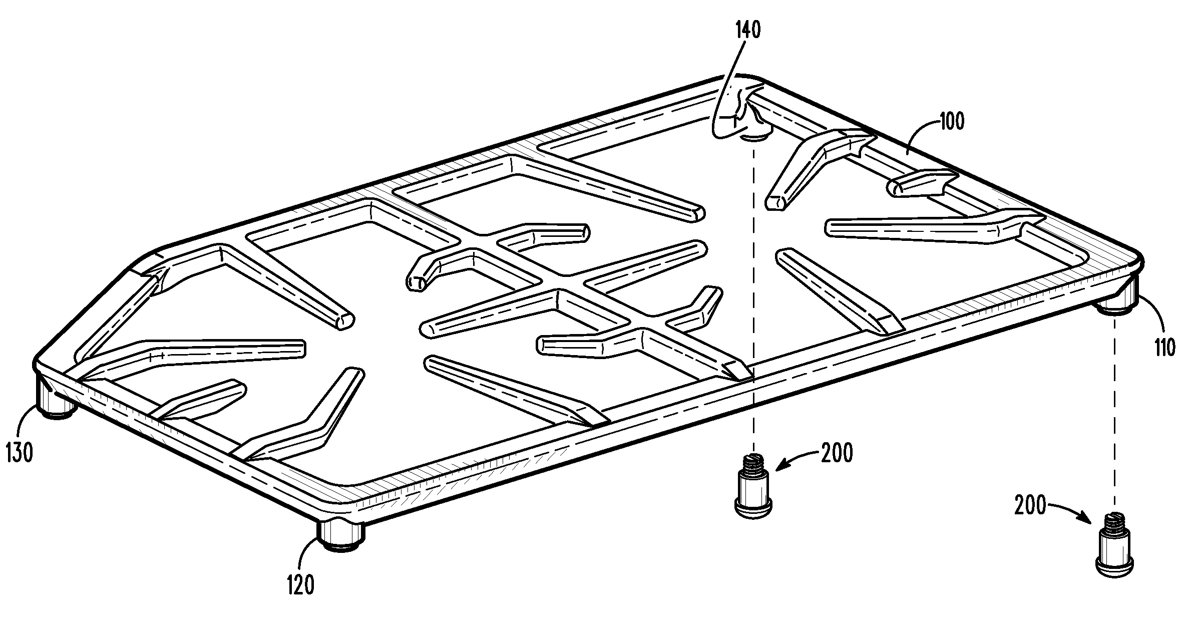 Adjustable grate foot for home appliance