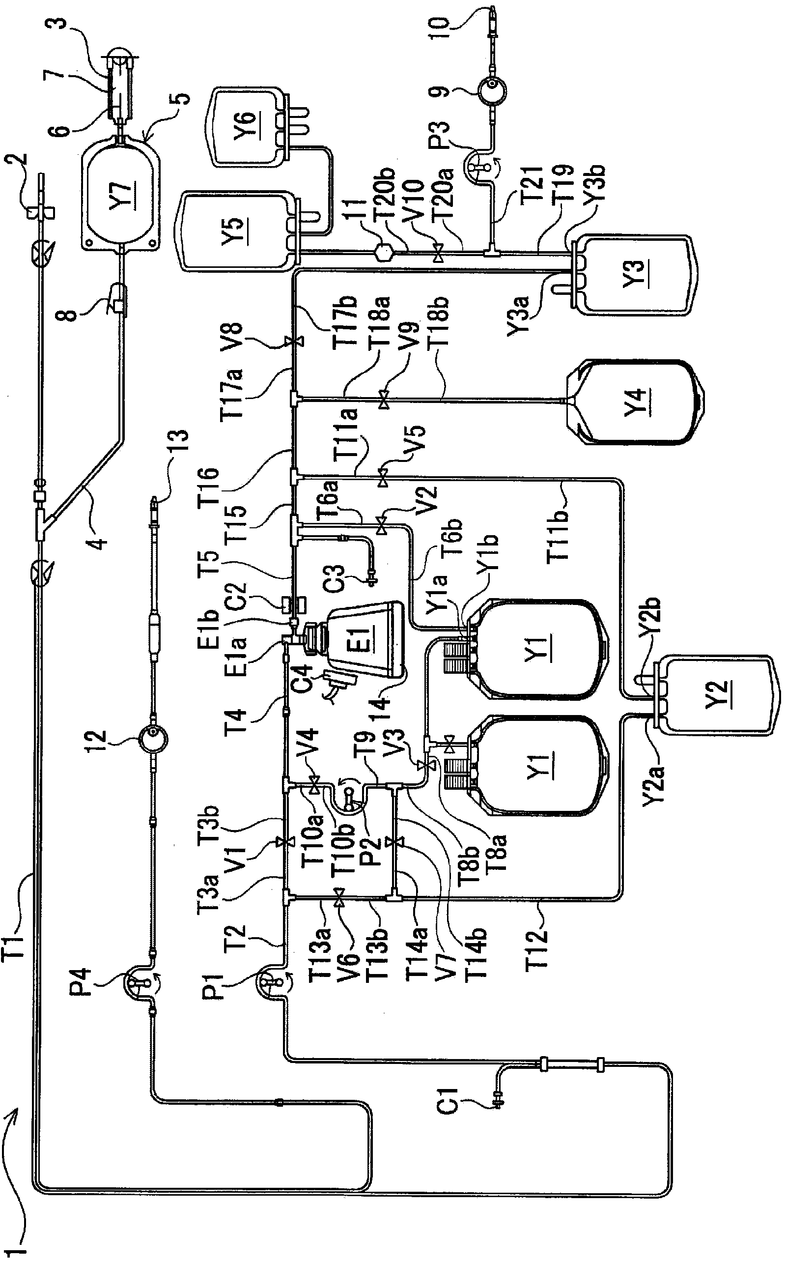 Blood component separation device