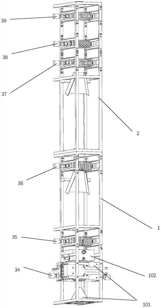 Long and thin tree trunk aligning and bark peeling device