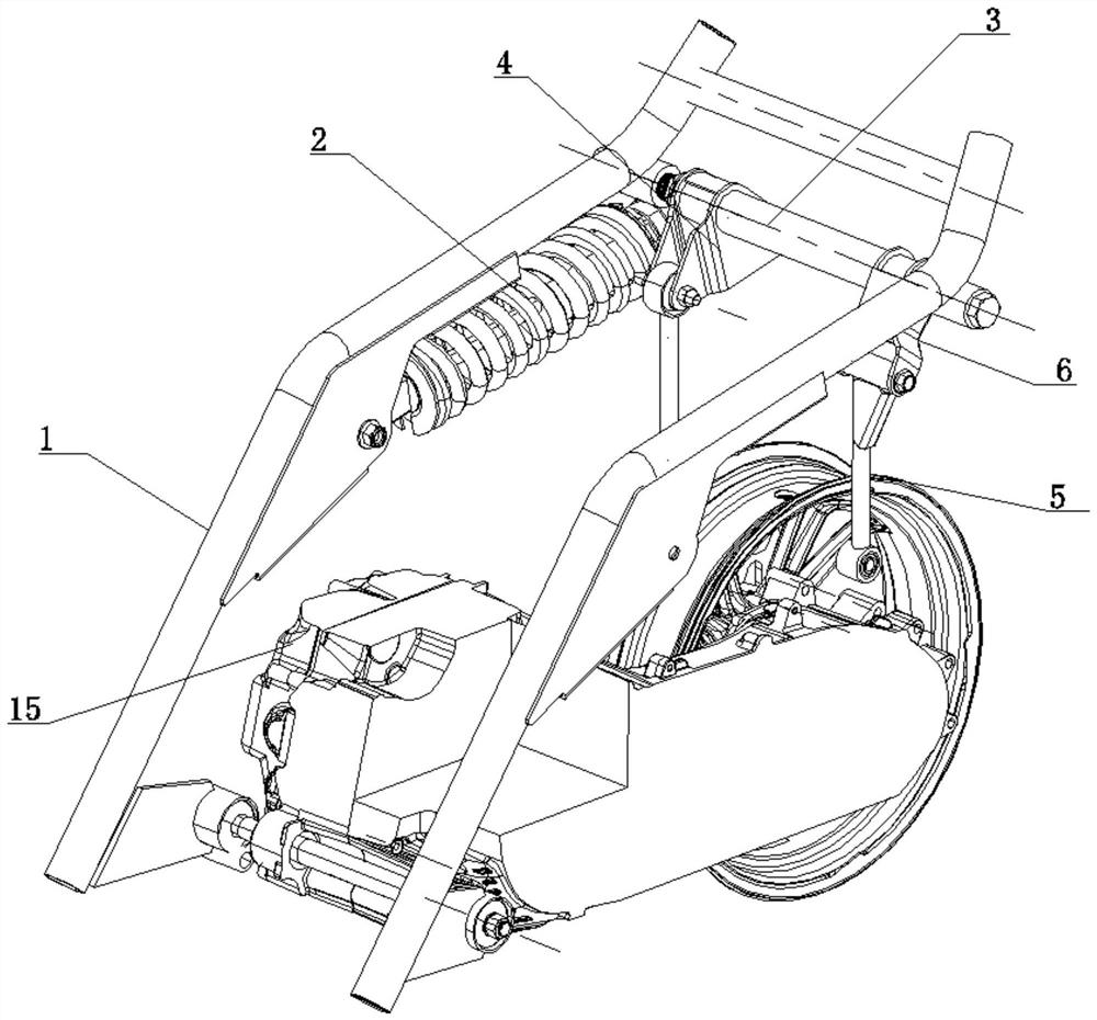 Rear damping structure of large-displacement pedal motorcycle